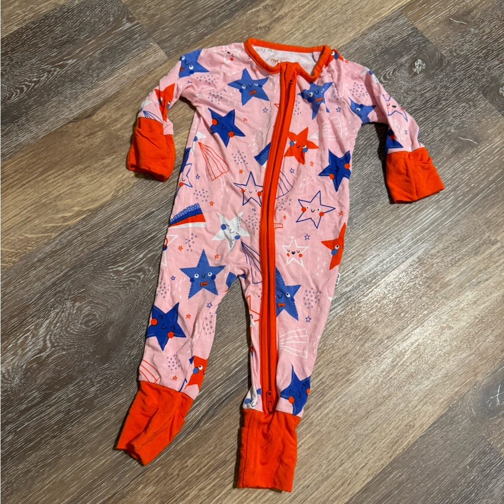 Little Sleepies Bamboo Zip Romper in 4th of July Size Newborn